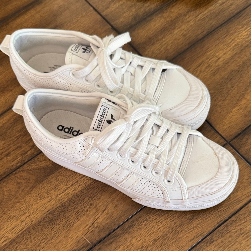 Adidas White Lace-Up Sneakers, women’s 8